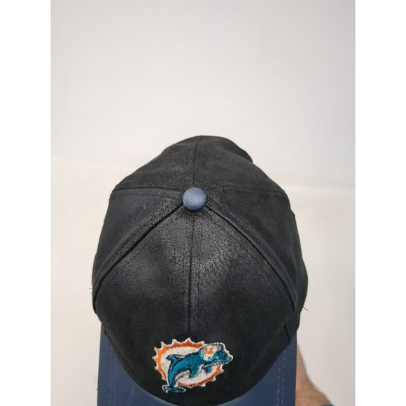 Miami Dolphins Drew Pearson NFL Leather Black Snapback Baseball Hat‎ Cap VTG 90s - Picture 7 of 9
